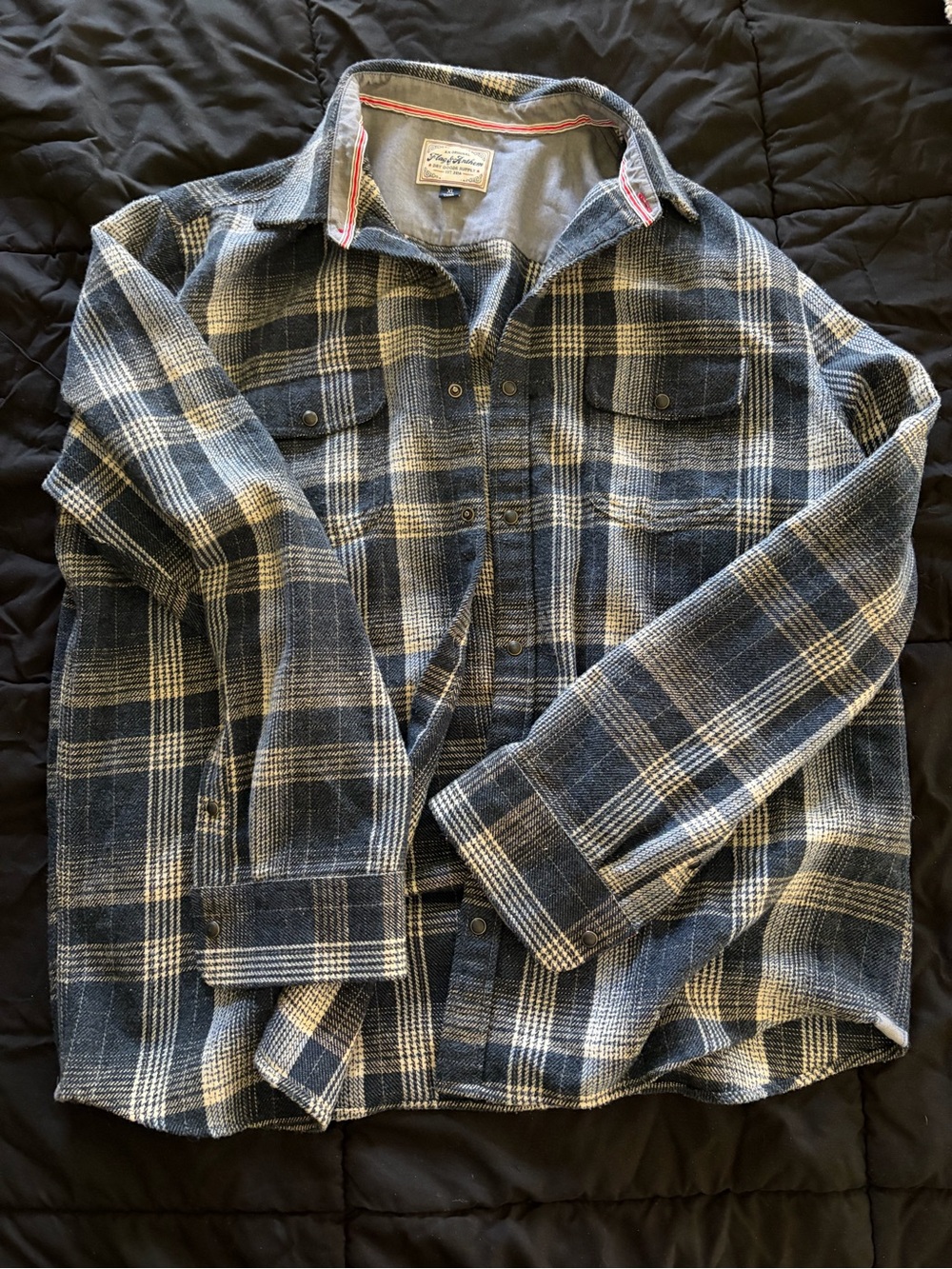 Men's Casual Button-Down Plaid Shirt Jacket - Blue/White